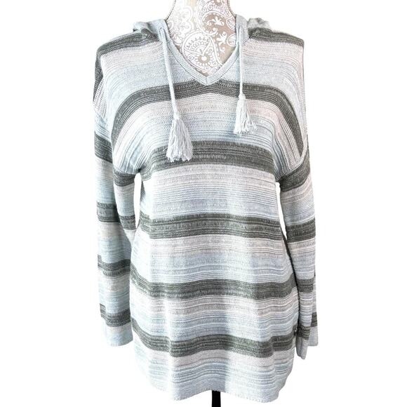 NWT It's Simpli Zen Tassel Tie Pullover Boho Cotton Hoodie Striped Medium - Picture 4 of 8